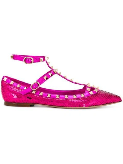 Shop Valentino Garavani Rockstud Ballerinas - Pink
