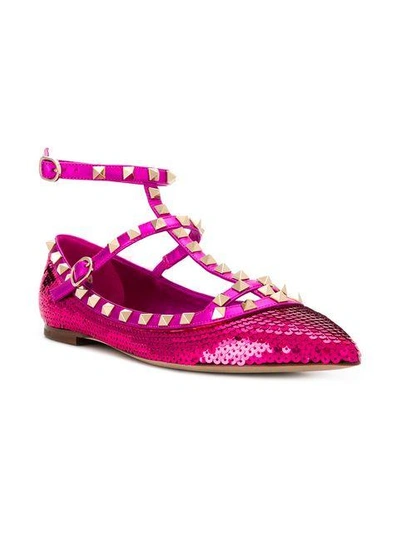 Shop Valentino Garavani Rockstud Ballerinas - Pink