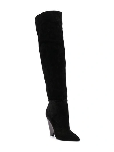 Shop Saint Laurent Niki 150mm Cone Heel Boots In Black
