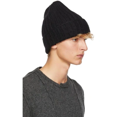 Shop Isabel Benenato Black Knit Beanie In 01 Black