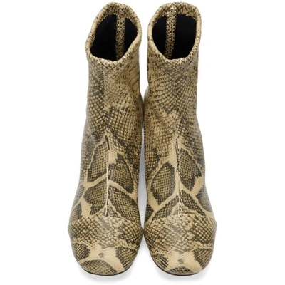 Shop Isabel Marant Tan And Black Snakeskin Stretch Boots In 23nl Natura