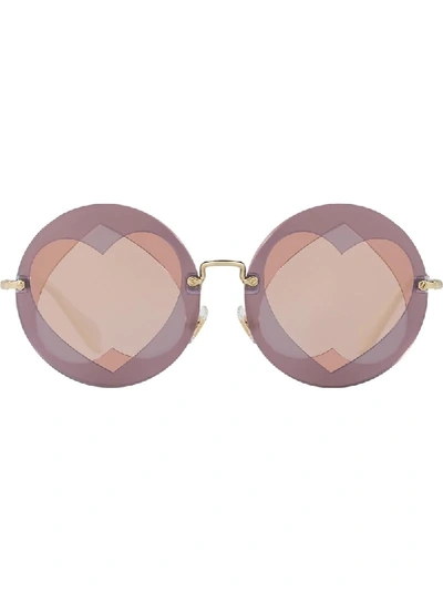 Shop Miu Miu Eyewear Round Heart Sunglasses - Pink & Purple