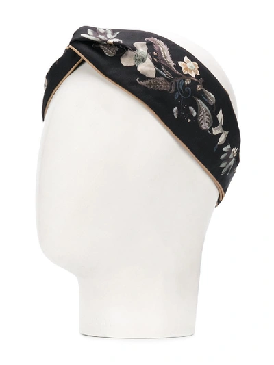 Shop Ferragamo Salvatore  Floral-print Headband - Black