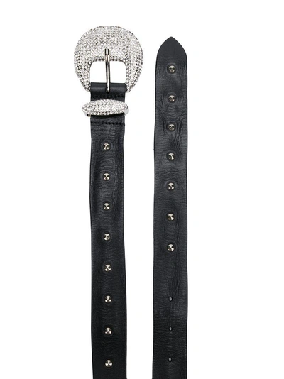 Shop Alberta Ferretti Crystal Embellished Belt In Black