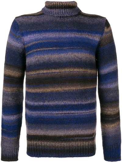 Shop Altea Striped Roll Neck Sweater - Blue
