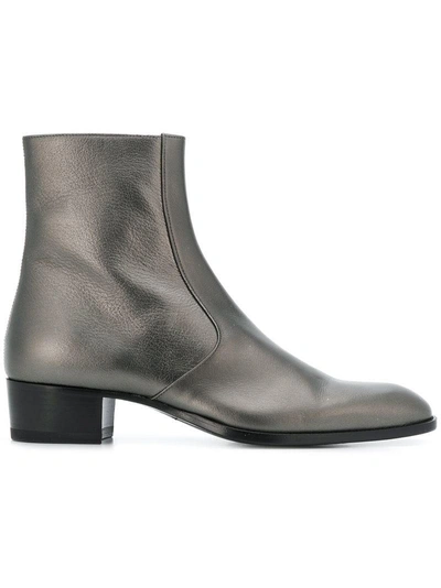 Shop Saint Laurent Wyatt Boots - Grey