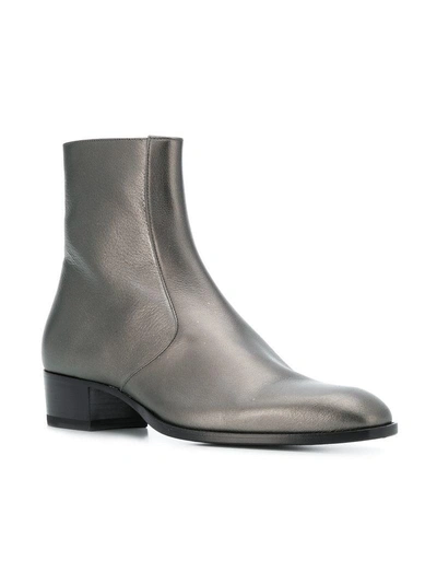 Shop Saint Laurent Wyatt Boots - Grey