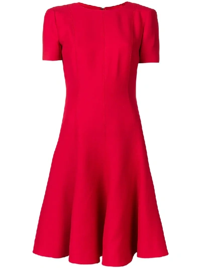 Shop Valentino Flared Short-sleeve Dress In Red