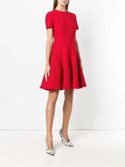 Shop Valentino Flared Short-sleeve Dress In Red