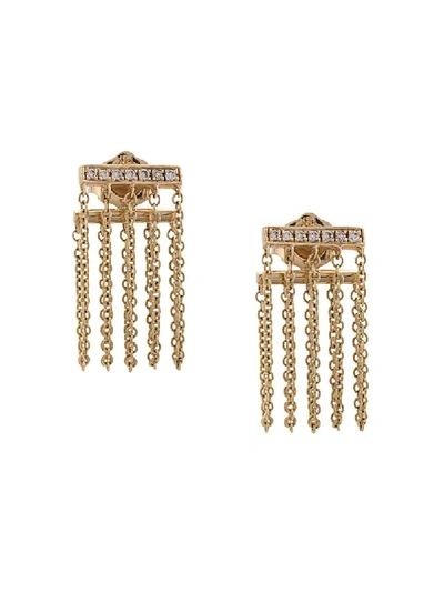 Shop Sydney Evan 14kt Gold And Diamond Bar Chain Earrings - Metallic