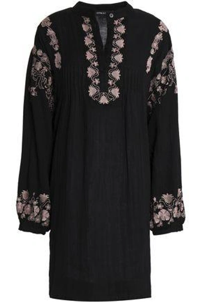 Shop Antik Batik Woman Embroidered Cotton Mini Dress Black