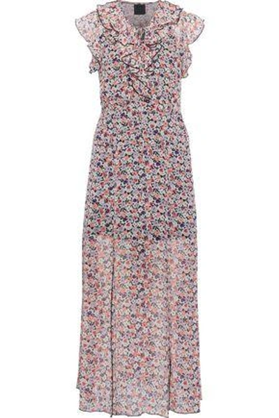 Shop Anna Sui Woman Ruffled Floral-print Georgette Midi Dress Ivory