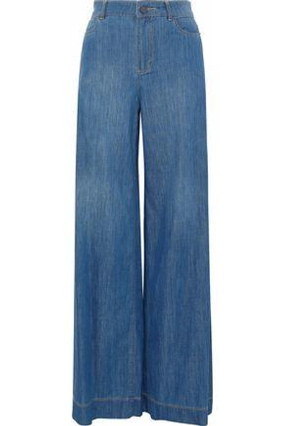 Shop Alice And Olivia Clarissa High-rise Wide-leg Jeans In Mid Denim