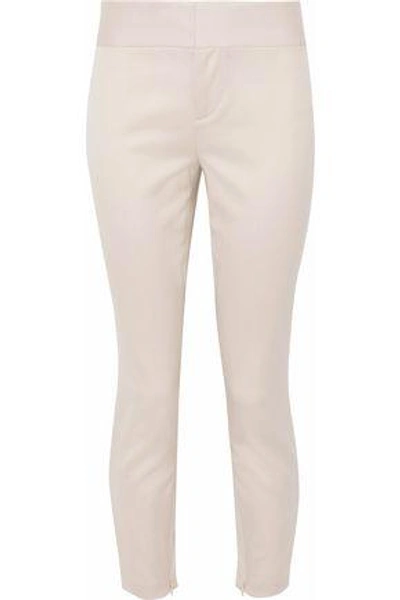 Shop Alice And Olivia Woman Cadence Cropped Stretch-wool Skinny Pants Beige