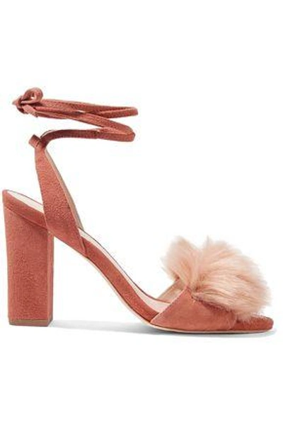 Shop Loeffler Randall Woman Nicolette Faux Fur-trimmed Suede Sandals Antique Rose