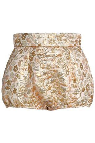 Shop Dolce & Gabbana Woman Brocade Shorts Gold