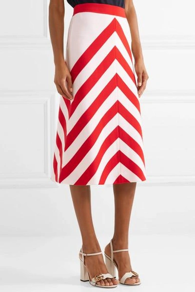 Shop Gucci Striped Wool-blend Midi Skirt