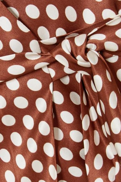 Shop Diane Von Furstenberg Tilly Polka-dot Silk-satin Wrap Dress In Brown