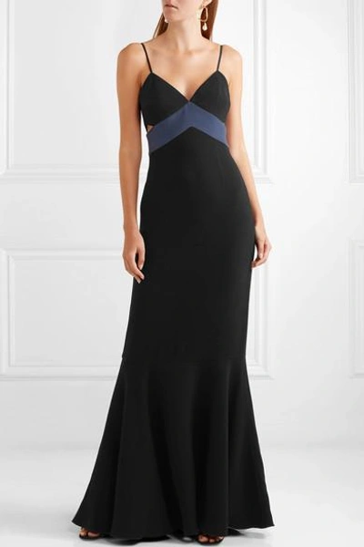 Shop Rachel Zoe Marissa Cutout Two-tone Crepe Gown In Blue