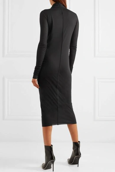 Shop Rick Owens Stretch-jersey Turtleneck Midi Dress In Black