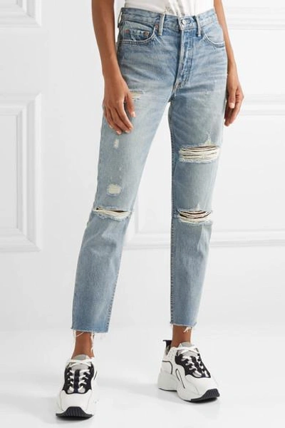 Shop Grlfrnd Karolina Distressed High-rise Skinny Jeans In Light Denim