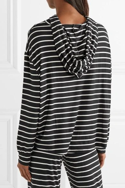 Shop Eberjey Hooded Striped Jersey Pajama Top In Black