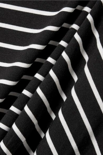Shop Eberjey Hooded Striped Jersey Pajama Top In Black