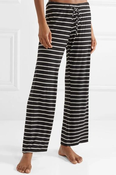 Shop Eberjey Striped Jersey Pajama Pants In Black