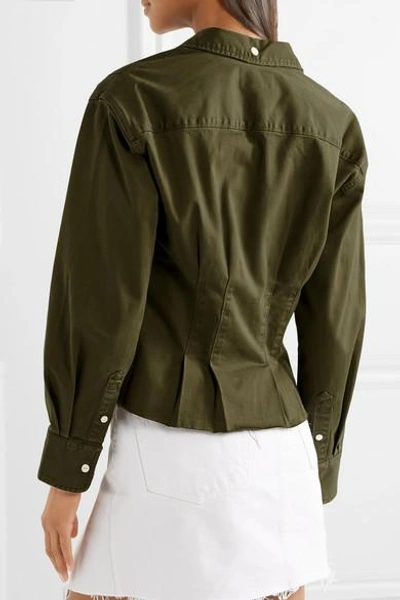 Shop Current Elliott The Tella Pleated Cotton-blend Twill Jacket In Army Green