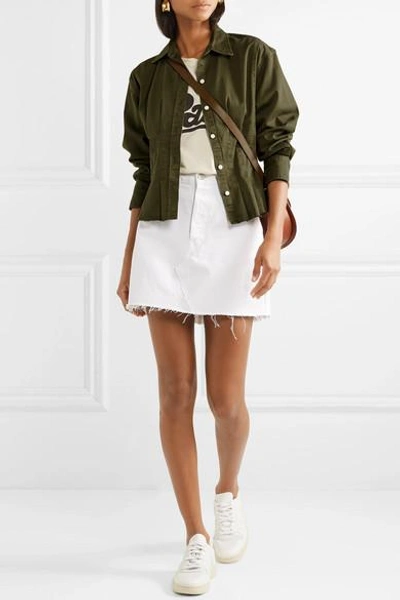 Shop Current Elliott The Tella Pleated Cotton-blend Twill Jacket In Army Green