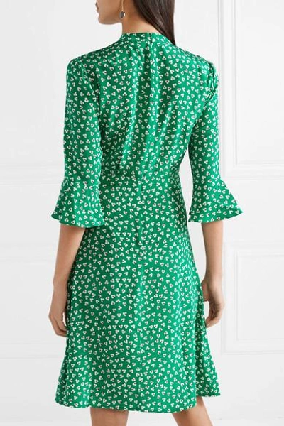 Shop Hvn Ashley Floral-print Silk Crepe De Chine Dress In Green