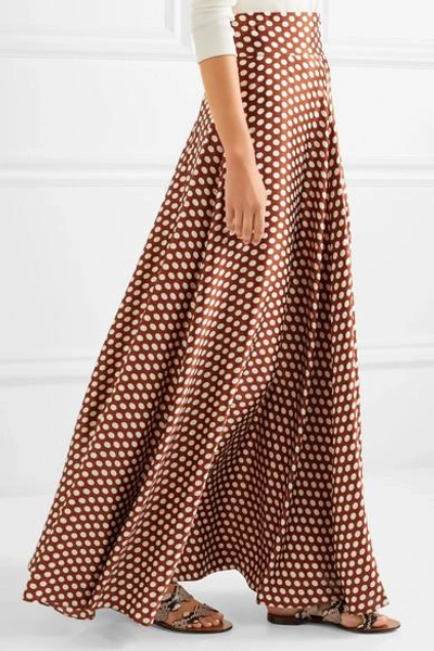 Shop Diane Von Furstenberg Polka-dot Silk-satin Maxi Skirt