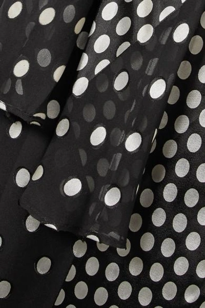 Shop Diane Von Furstenberg Draped Polka-dot Silk-blend Chiffon Maxi Dress In Black