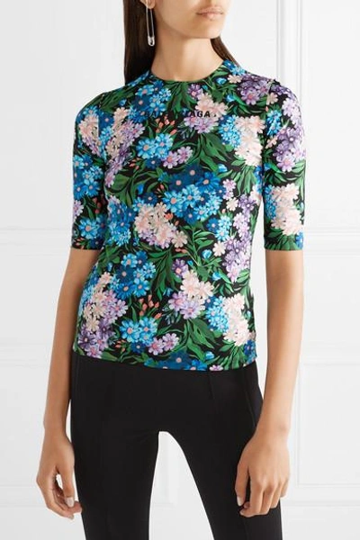 Shop Balenciaga Floral-print Stretch-jersey Top