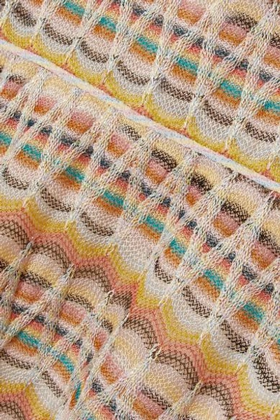 Shop Missoni Crochet-knit Mini Dress In Beige