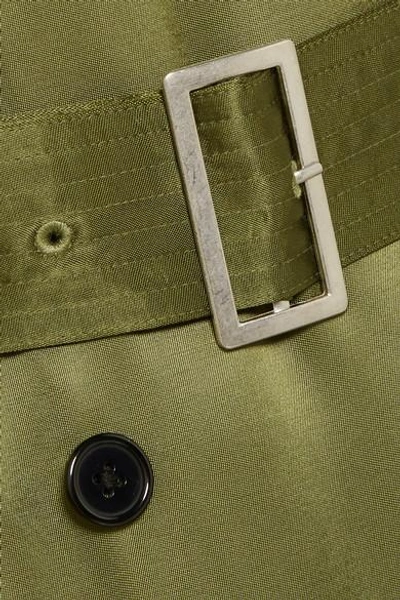 Shop Fleur Du Mal Satin Trench Coat In Army Green