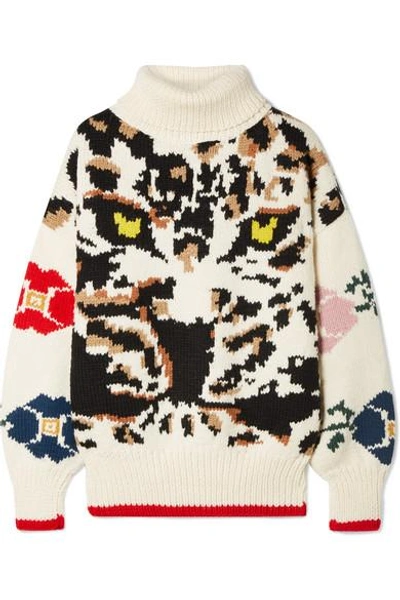 Shop Sonia Rykiel Wool-jacquard Turtleneck Sweater In White