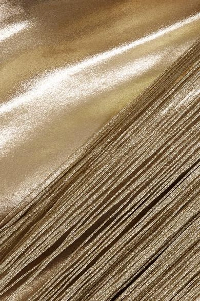Shop Hillier Bartley One-shoulder Fringed Silk-lamé Blouse In Metallic