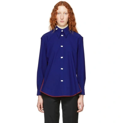 Shop Namacheko Blue Taffeta Drop-front Shirt In Bublu Blue