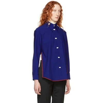 Shop Namacheko Blue Taffeta Drop-front Shirt In Bublu Blue