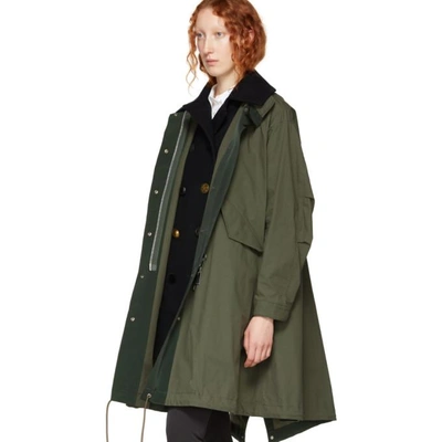 Shop Sacai Khaki Oxford Coat In 501 Khaki