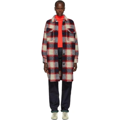 Shop Isabel Marant Étoile Isabel Marant Etoile Red And Blue Gario Wool Coat In Rdmi Red/mi