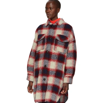 Shop Isabel Marant Étoile Isabel Marant Etoile Red And Blue Gario Wool Coat In Rdmi Red/mi