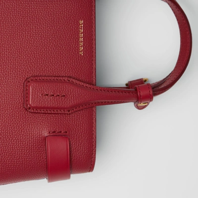 Shop Burberry The Small Banner In Grainy Leather In Crimson
