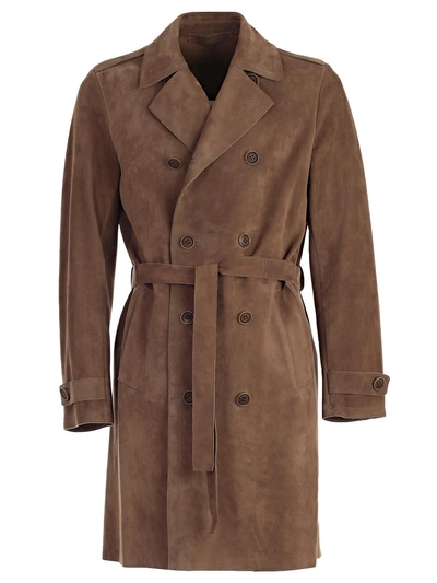 Shop Salvatore Santoro Double Breasted Trench In Biscotto