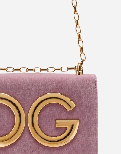 Shop Dolce & Gabbana Dg Girls Shoulder Bag In Velvet In Pink
