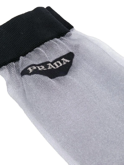 Shop Prada Sheer Contrasting Socks - Grey