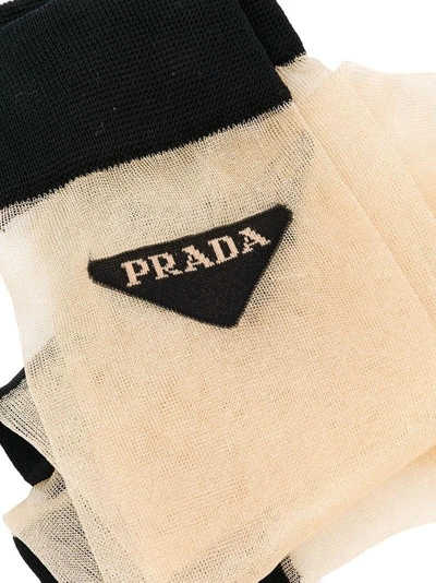 Shop Prada Sheer Contrast Socks - Metallic