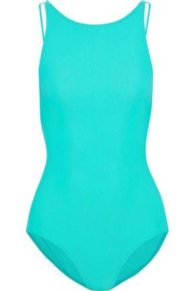 Shop Acne Studios Woman Halla Cutout Swimsuit Turquoise