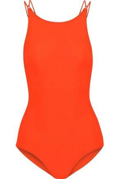 Shop Acne Studios Halla Cutout Swimsuit In Orange